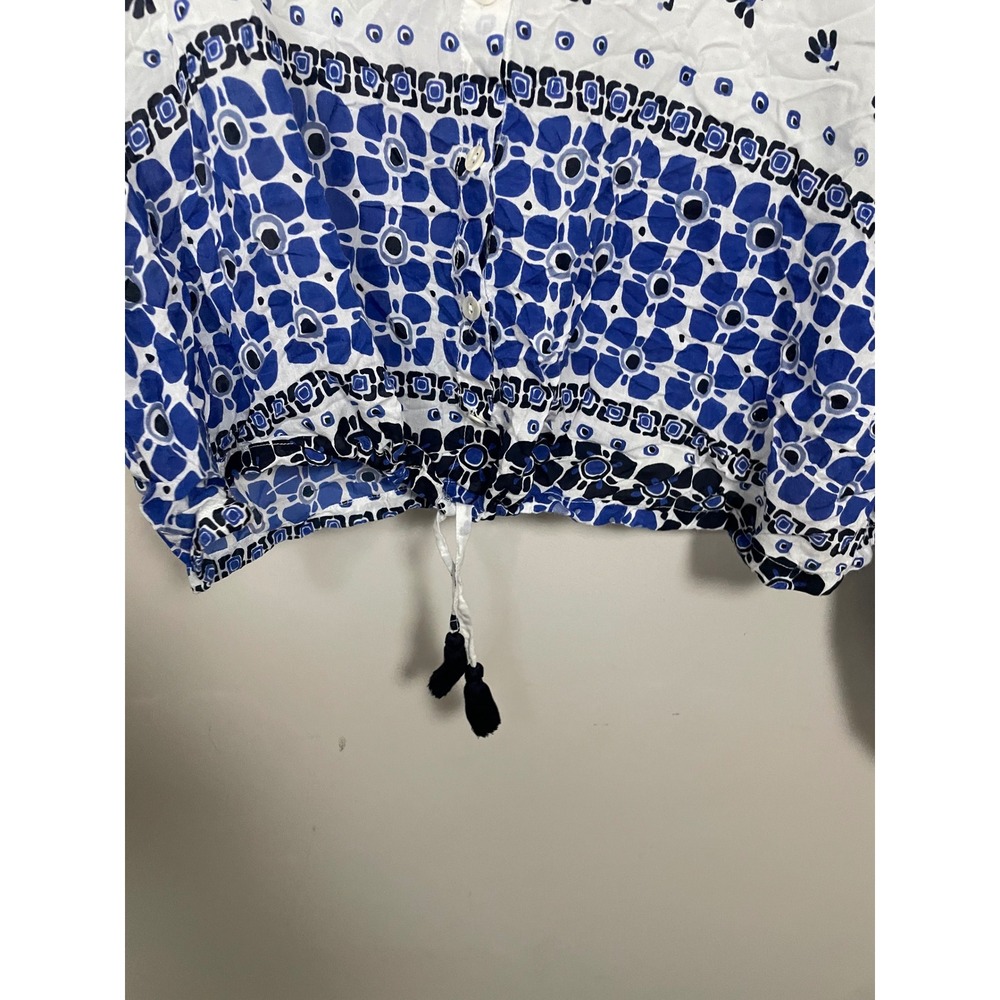 Roberta Roller Rabbit Caleb Printed Button Front Drawstring Top Size XL - Picture 3 of 10